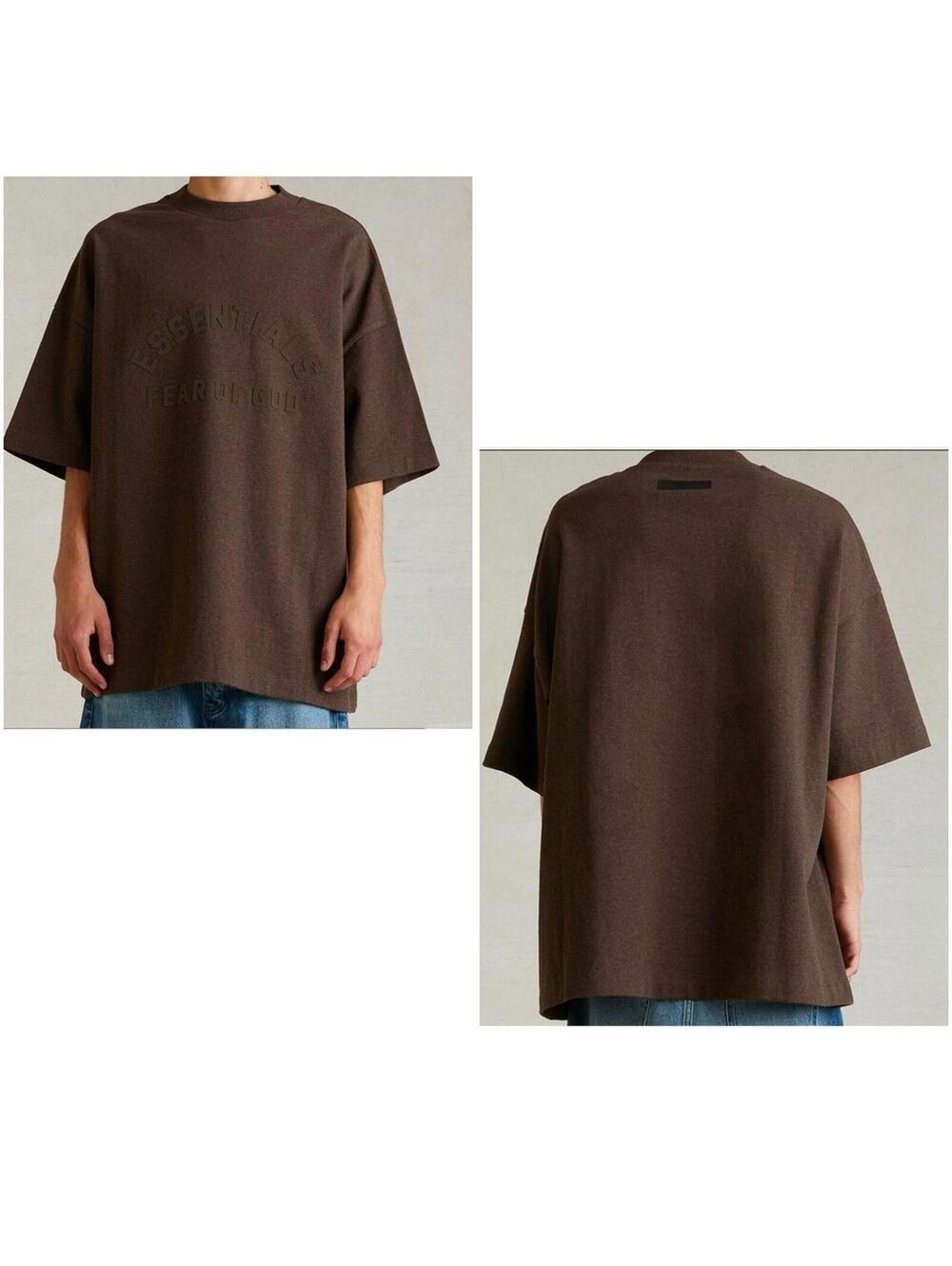 Fear of God Essentials Core Collection Oversized Tee Heather Wood Men's Sz Lrg